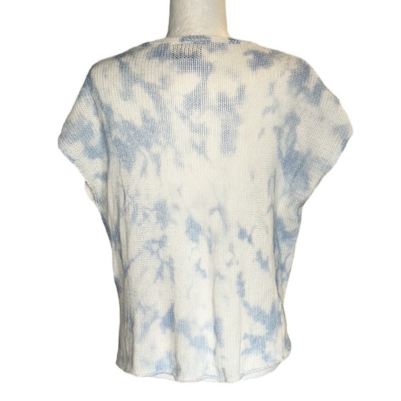 Wooden Ships Blue & White Tie Dye Printed Oversized Short Sleeve Knit Sweater XS - Picture 6 of 11